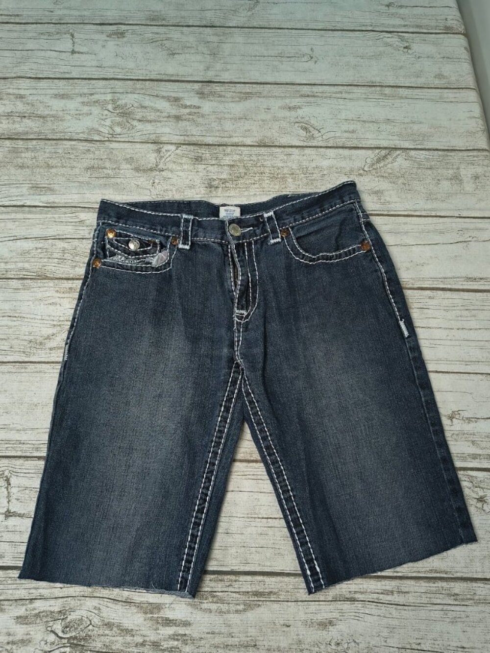 True Religion Joey Super T Dark Wash Denim Bermuda Shorts - ALTERED - Size 34
